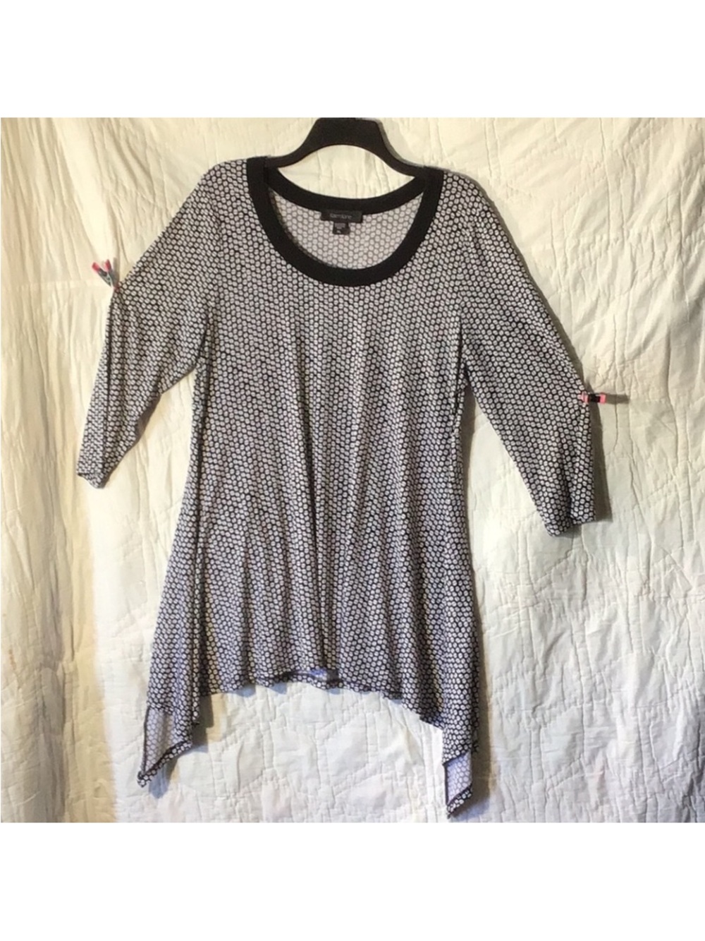 🍂 XL Karen Kane Black & White Printed Scoop-Neck Asymmetric Tunic